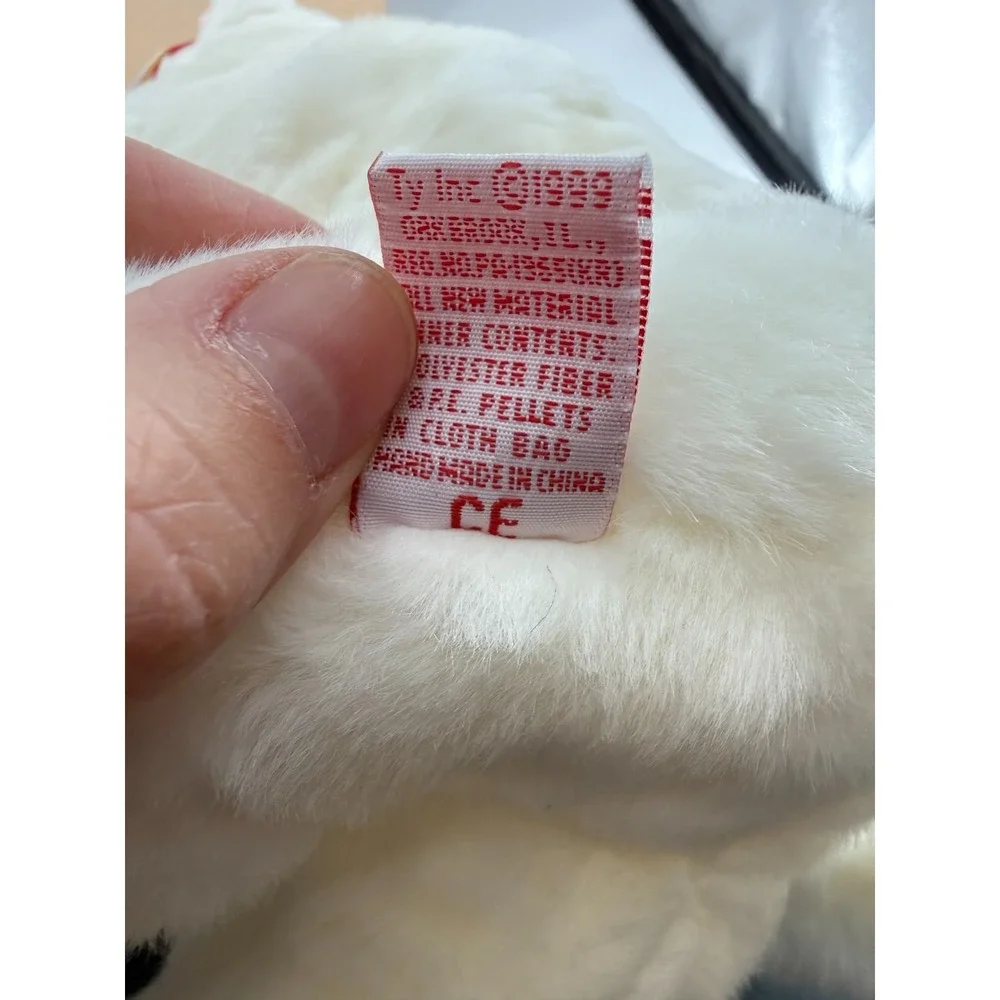 TY Beanie Buddy Flip White Cat Plush 1999 Pink Ribbon Blue Eyes‎ 11